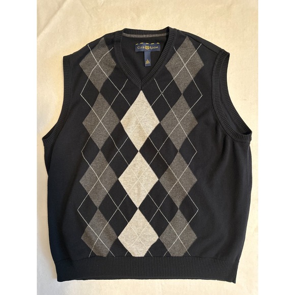 Men's Argyle Sweater Vest Lot of 2 Large Preppy Golf Classic Cotton - Picture 2 of 9